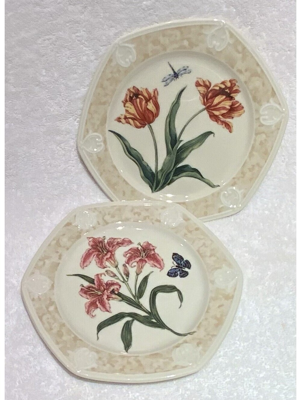 PartyLite Exclusive Set Of 2 ‘Botanical Garden’ Salad/Desert/Decorative 8”Plates
